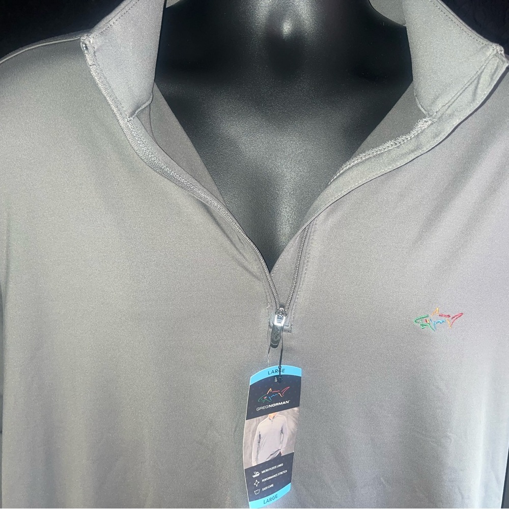 Greg Norman 1/4 Zip Pullover NWT Large Gray Performance Stretch Golf - Picture 4 of 13